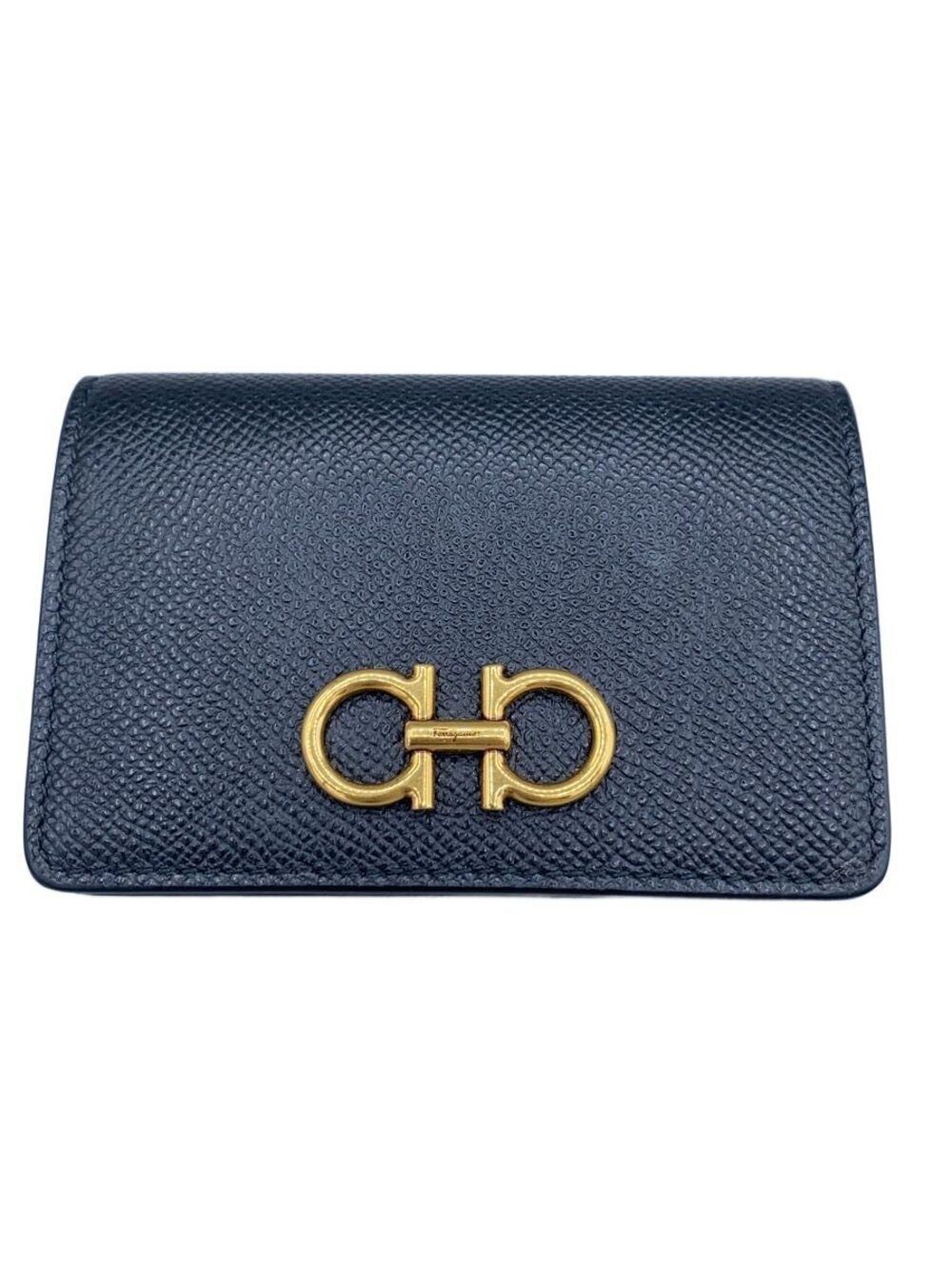 Salvatore Ferragamo Gancini Card Case Wallet Leather Black